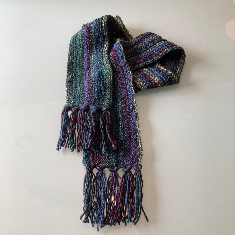 HANDCRAFTED Colorful Crocheted Scarf (Small adult or child size)